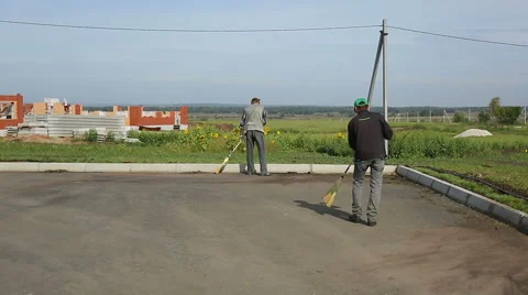 Workers sweep Stock Footage 40732808