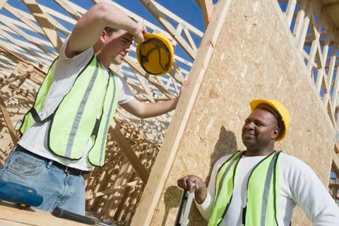 Workers Taking Break At Site Stock Photos
