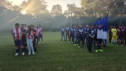 Workers teams gathered after Labor Day corporate sports 스톡 동영상 329505129