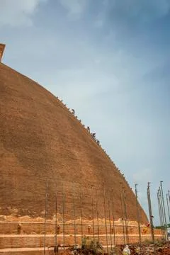 Workers on a temple Stock Photos