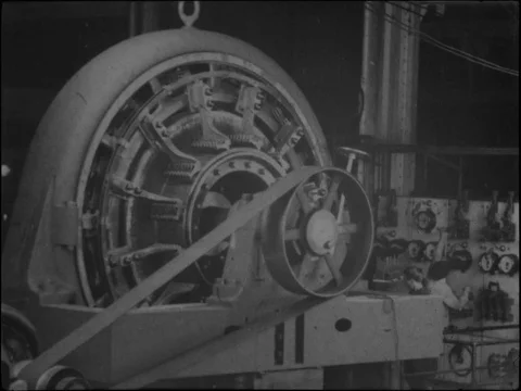 Workers testing a rotary converter in Westinghouse works - 1904 Stock Footage 91013975