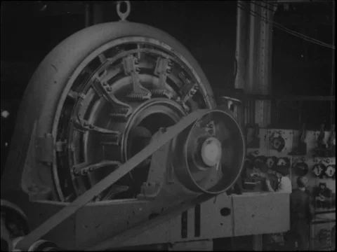 Workers testing a rotary converter in Westinghouse works - 1904 Stock Footage 91013977