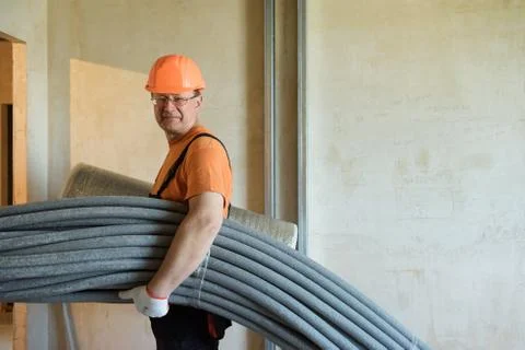 Workers with thermal insulation Stock Photos