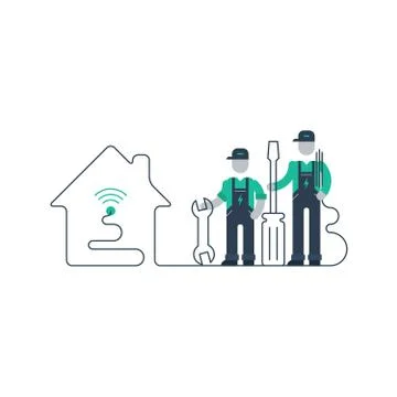 Workers with tools and in uniform Illustrazione stock