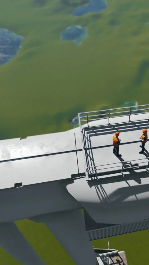 Workers on top of an onshore wind turbine, vertical video Stock Footage 340454820