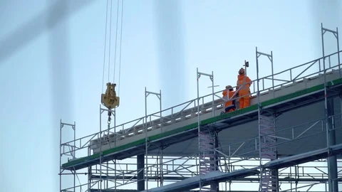 Workers in Tromsø, Norway, construction side Stock Footage 76566904