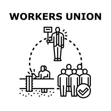 Workers union bringing together employees for protection Stock Illustration