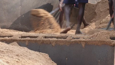 Workers Unloading Sand Stock Footage 340648190