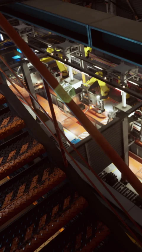 Workers use machines in a factory setting during the daytime Stock Footage 342124535