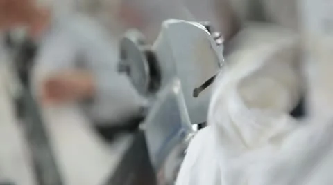 Workers use modern tool to cut material in recycling factory. Stock-Footage 8995438