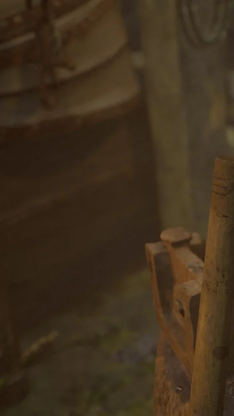 Workers use tools to build structures in industrial area near city ruins Video stock 336582974