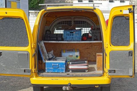 Workers van equipment Stock Photos