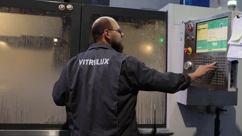 Workers of Vitrulux company at work Stock Footage 76990329