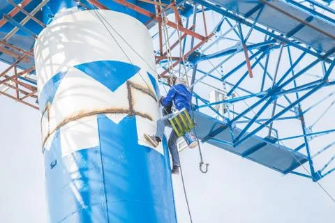 Workers weld steel work Stock Photos