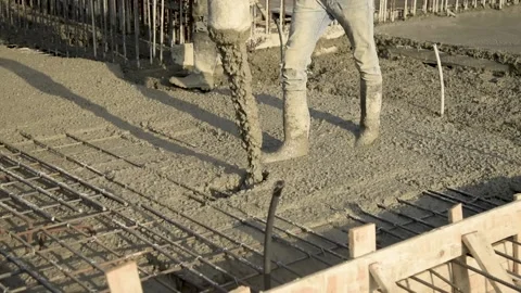 Workers while pouring concrete Stock Footage 152421508