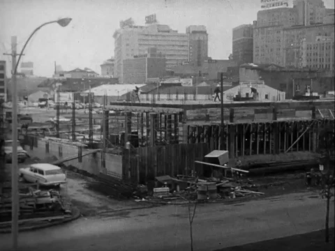 Workers work at a construction area - 1958 Stock Footage 97228755