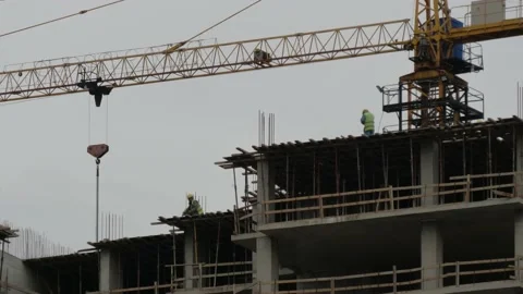 Workers work at a construction site Stock Footage 227692136