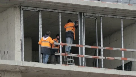 Workers work at a construction site Stock Footage 227692141