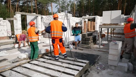 Workers work at a construction site3 Stock Footage 325380936
