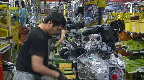 Workers. Work in Process. Car Manufacturing. Car Production Stock Footage