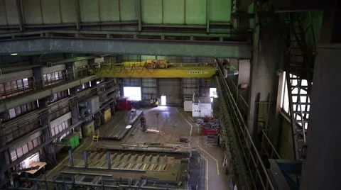 Workers work in the shipbuilding hall. Heavy Industry. Stock Footage 64804093