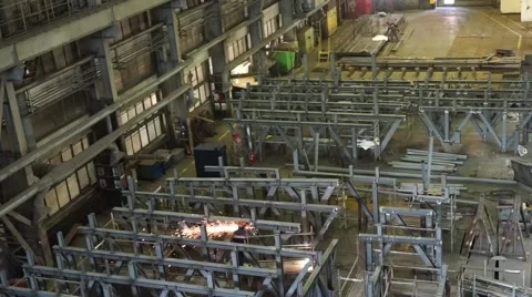 Workers work in the shipbuilding hall. Heavy Industry. Stock Footage 64804100