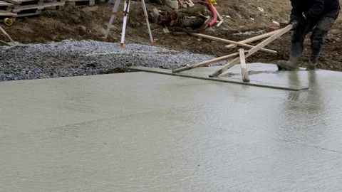 Workers work on site. Detail of casting pump concrete to foundations of house Vídeo Stock 120566081