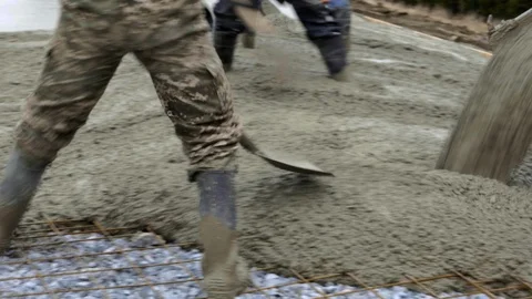 Workers work on site. Detail of casting pump concrete to foundations of house Vídeo Stock 120681761