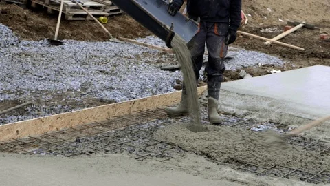 Workers work on site. Detail of casting pump concrete to foundations of house Vídeo Stock 120681906