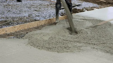Workers work on site. Detail of casting pump concrete to foundations of house Vídeo Stock 120682062