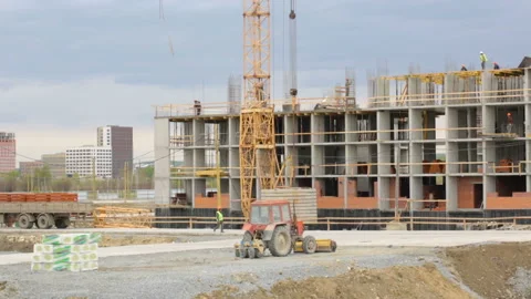 Workers working at construction site Stock Footage 95848334