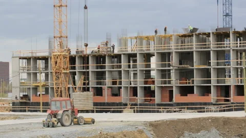 Workers working at construction site Stock Footage 95849616