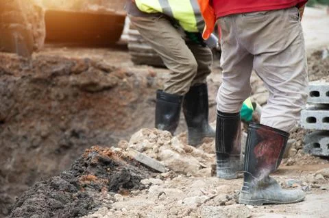 Workers working on construction sites Stock Photos