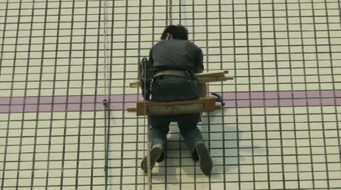 Workers Working at height Stock Footage
