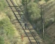 Workers working on train track SD Footage