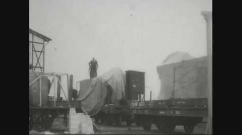 Workers working on train wagons Stock Footage 43311548