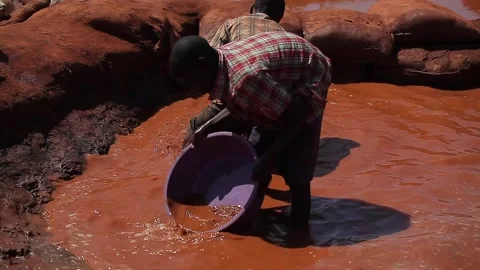 Workers working in the Uganda gold mine Stock Footage 148746814