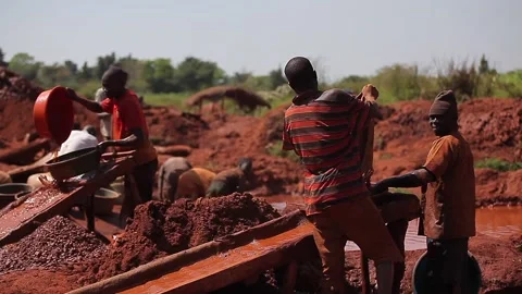 Workers working in the Uganda gold mine Stock Footage 148746958