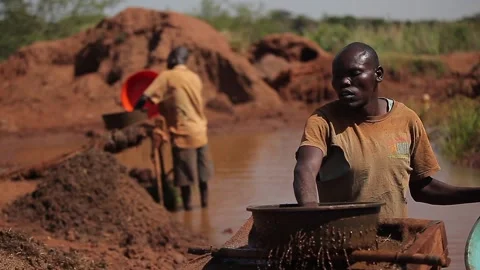 Workers working in the Uganda gold mine Stock Footage 148747021