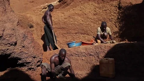 Workers working in the Uganda gold mine Stock Footage 148747097