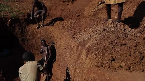 Workers working in the Uganda gold mine Stock Footage 148747109