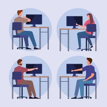 Workers in workplace Illustrazione stock