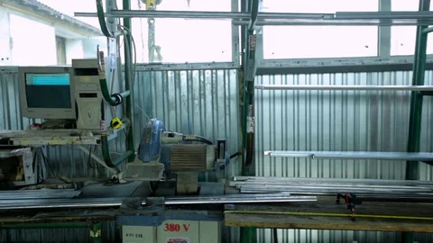 Workers in workshop. Production of plastic windows Stock Footage 83764305