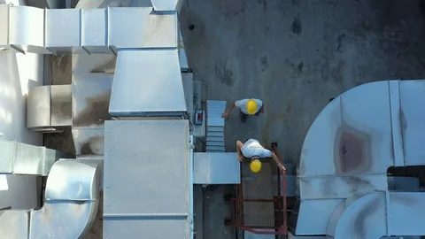 WorkersOnRoof Stock Footage 116256967