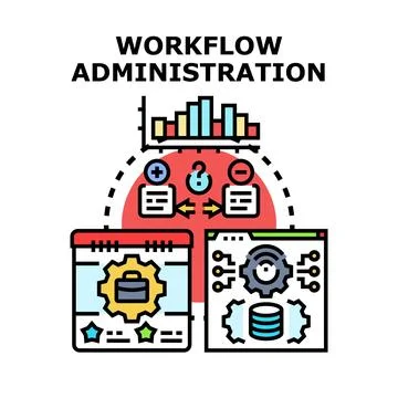 Workflow administration overseeing business development and data management 库存插图