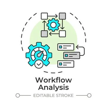 Workflow analysis flat linear concept icon Stock Illustration