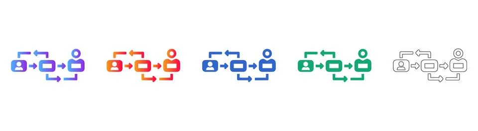 Workflow and Process Management Icons Collection Stock Illustration