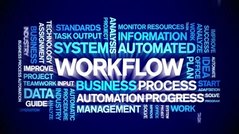 Workflow animated tag word cloud,business process automation animation kinetic. Video stock 200834972