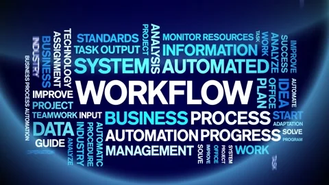 Workflow animated tag word cloud,business process automation animation kinetic. Video stock 200835157