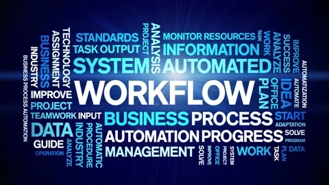 Workflow animated tag word cloud,business process automation animation kinetic. Video stock 200835238